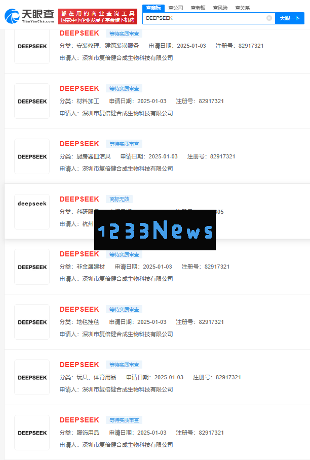 DeepSeek商业网络揭秘：梁文锋与15家企业紧密关联及其商标申请激烈竞争情况